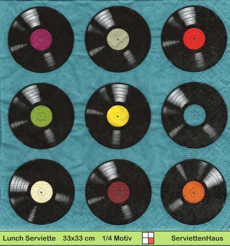 Vintage Vinyl Schallplatten - 1 Lunch Serviette