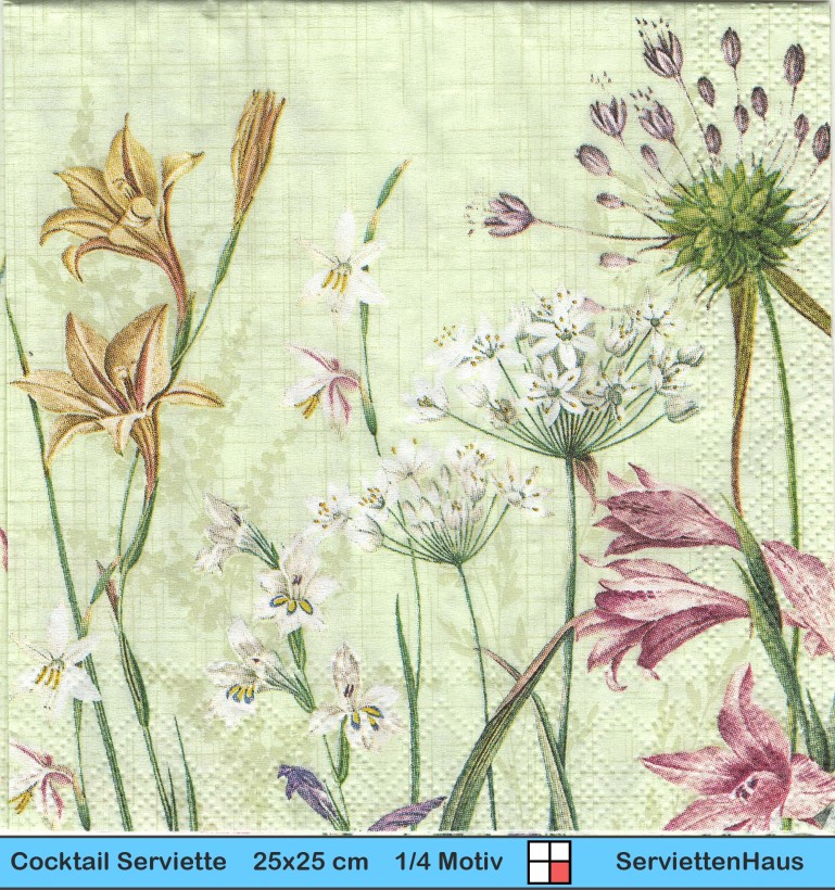 Wilde Blumen und Gräser - 1 Cocktail Serviette
