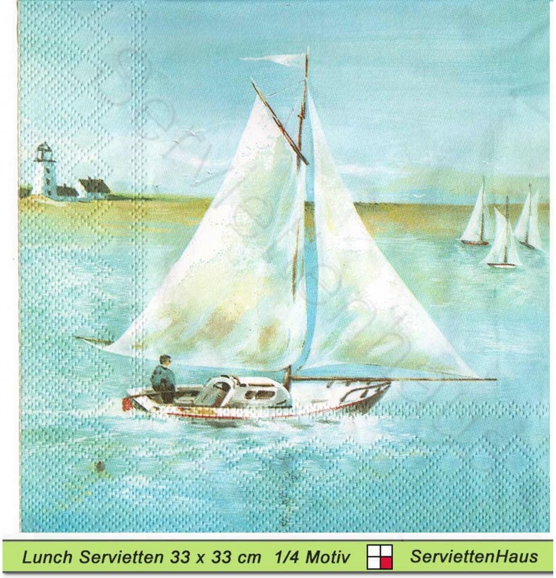 Schiffe am Leuchtturm - 1 Lunch Serviette
