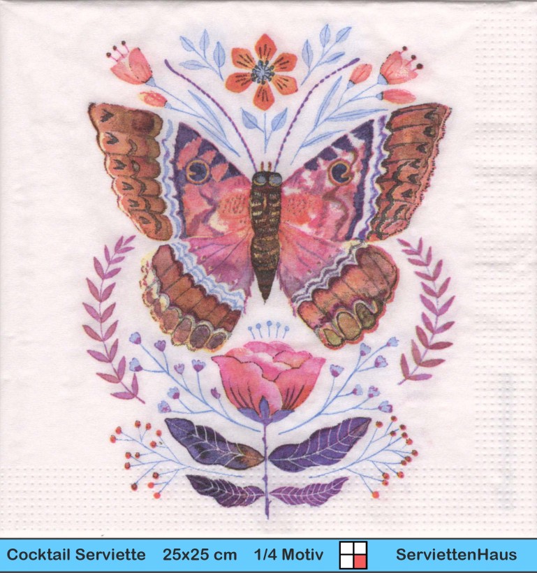 Großer Schmetterling in rot - 1 Cocktail Serviette