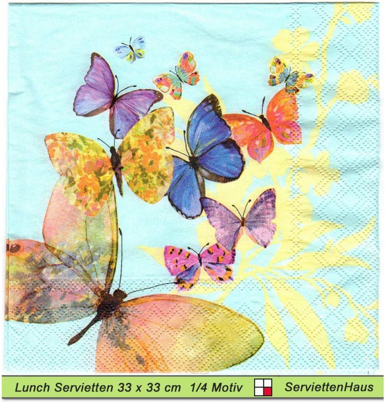 Bunte Schmetterlinge groß und klein - 1 Lunch Serviette