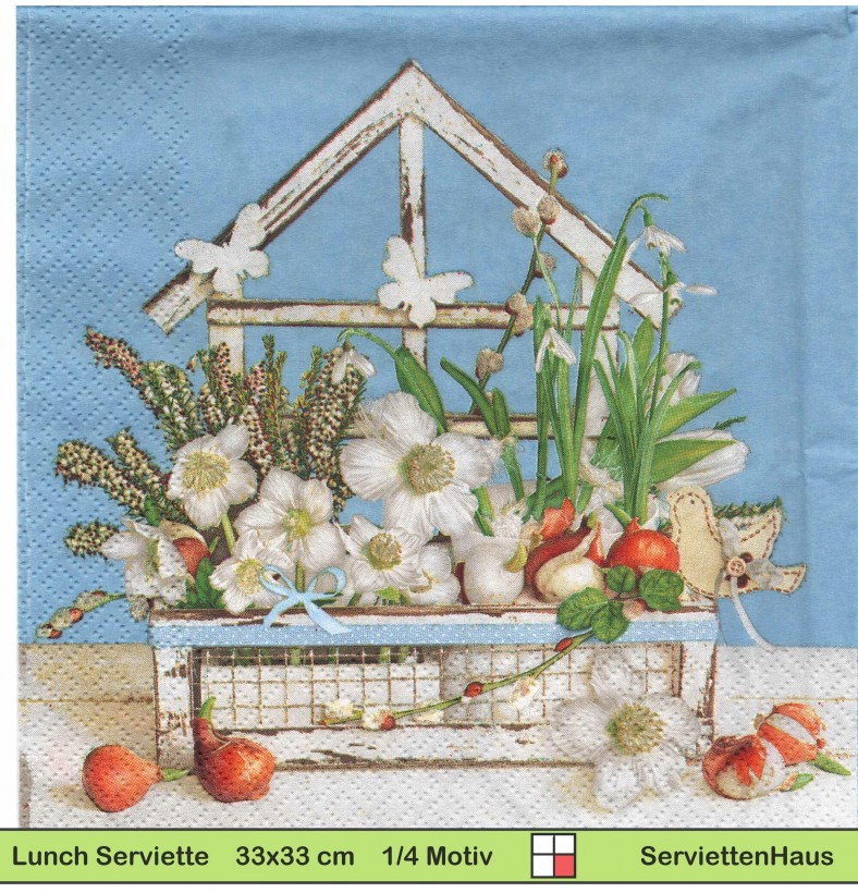 Schneeglöckchen im Blumentopf - 1 Lunch Serviette