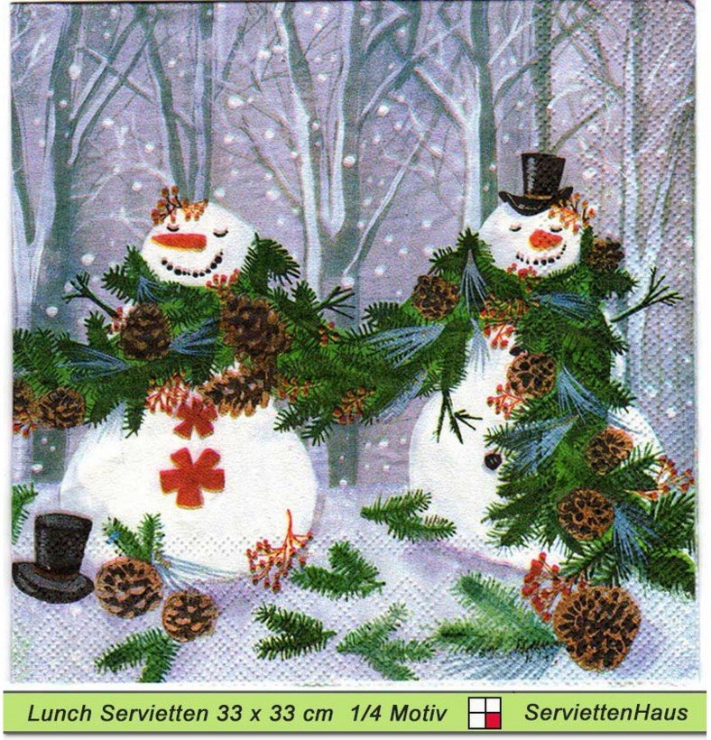 Schneemänner im Wald - 1 Lunch Serviette