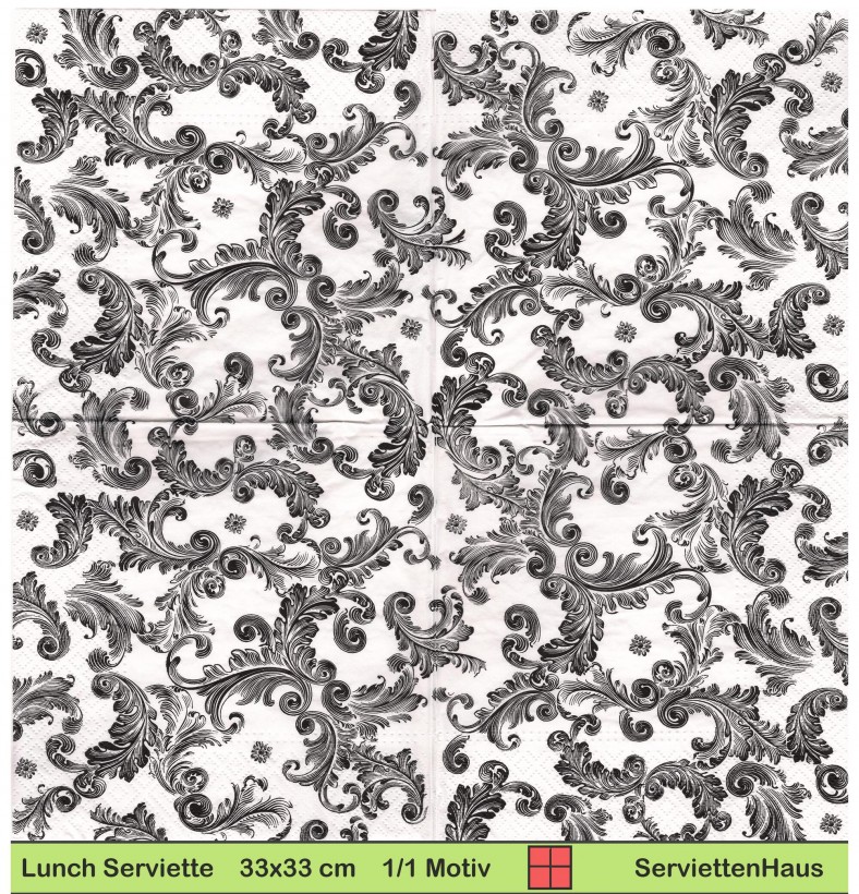 Schwarze Ornamente als ganzes Motiv - 1 Lunch Serviette