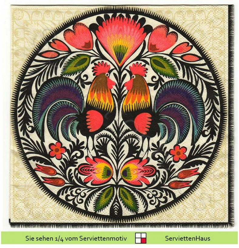 Schwarzer bunter Hahn - 1 Lunch Serviette