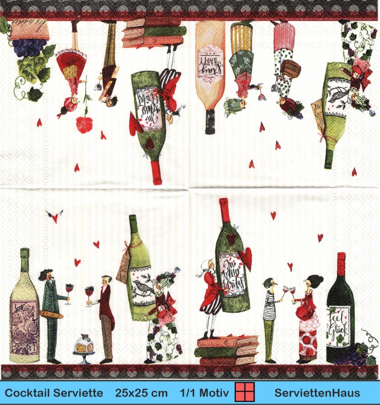 Silke Leffler - Weinprobe -1 Cocktail Serviette - halbes Motiv