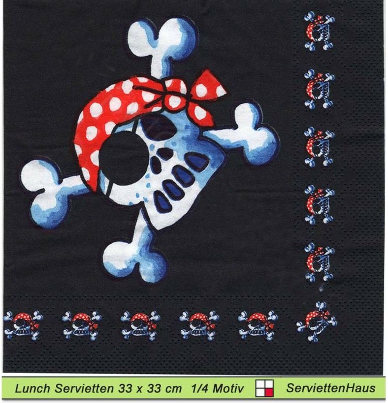 Lutz Mauder - Skelett als Pirat - 1 Lunch Serviette