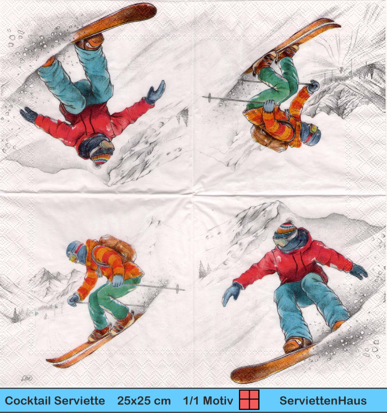 Snowboarder - 1 Cocktail Serviette