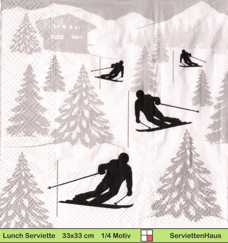 Skifahrer beim Slalom - 1 Lunch Serviette