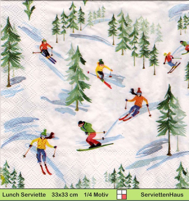 Skifahrer am Abhang - 1 Lunch Serviette