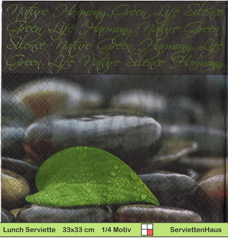Stein im Wasser mit grünem Blatt - 1 Lunch Serviette