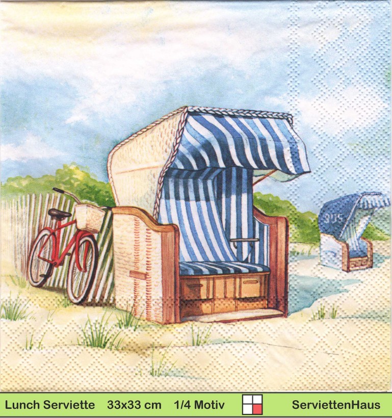 Mit dem Fahrrad an den Strand zum Strandkorb - 1 Lunch Serviette