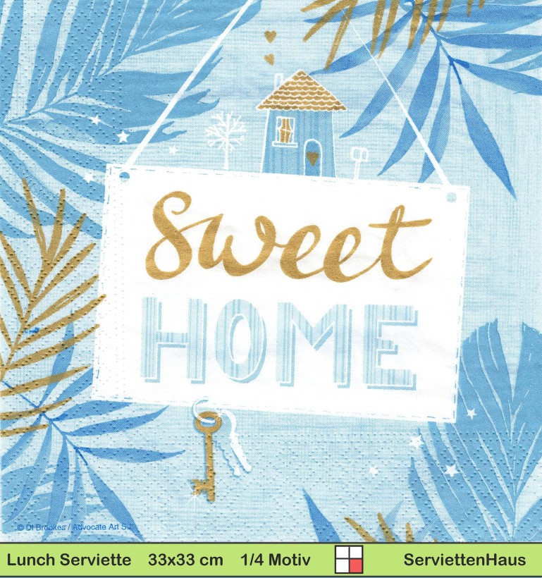 Sweet Home mit Schlüssel und kleinem Haus  - 1 Lunch Serviette