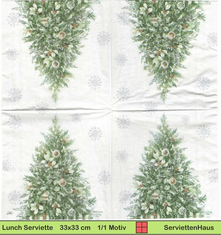 Tannenbaum mit Mistelzweigen - 1 Lunch Serviette