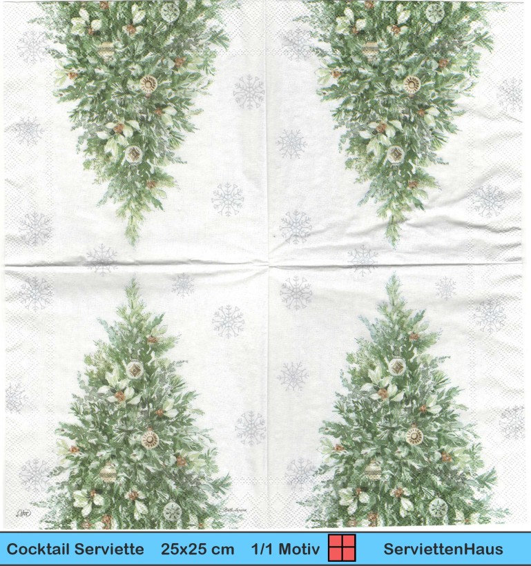 Tannenbaum mit Mistelzweigen - 1 Cocktail Serviette