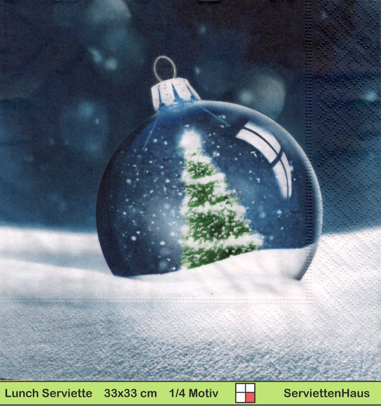 Weihnachtskugel mit Tannenbaum im Schnee - 1 Lunch Serviette