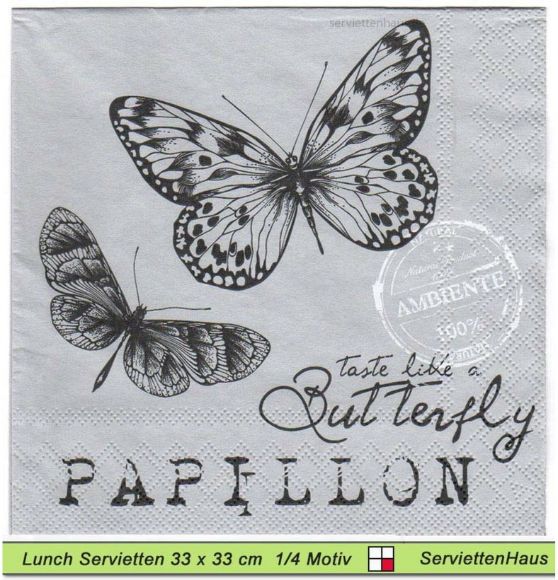 Schmetterlinge auf grau Taste like a Butterfly - 1 Lunch Serviette