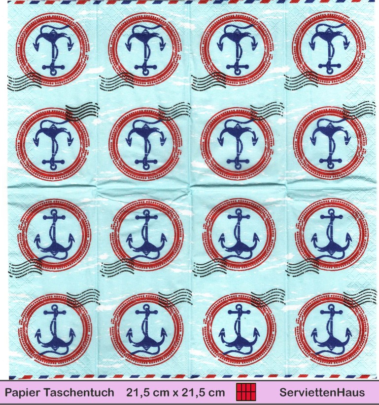 Anker als Briefmarke - 1 Papiertaschentuch