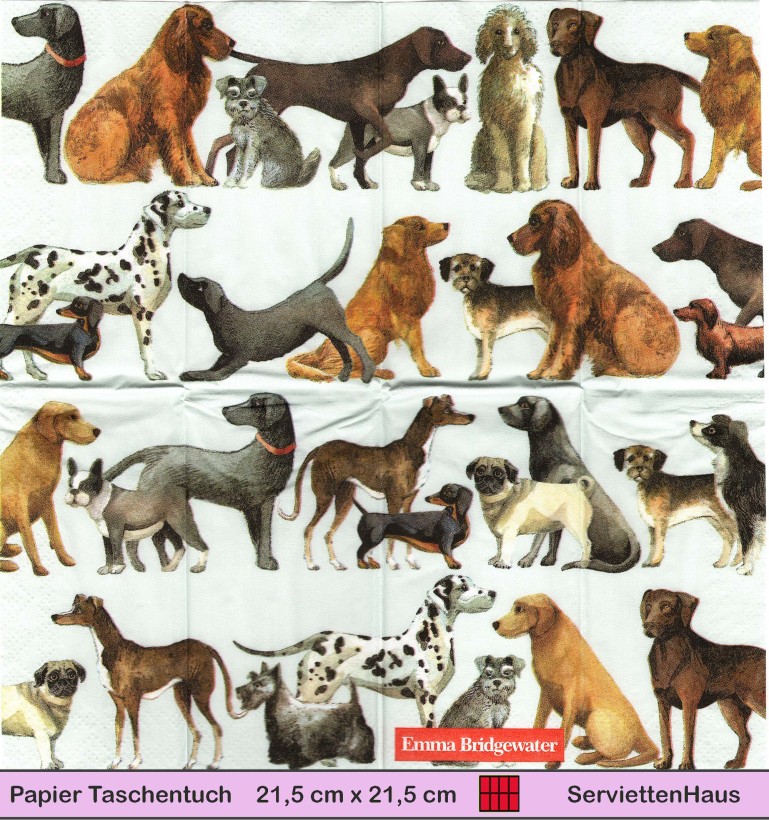 Emma Bridgewater - Hunde auf blau - 1 Papier Taschentuch