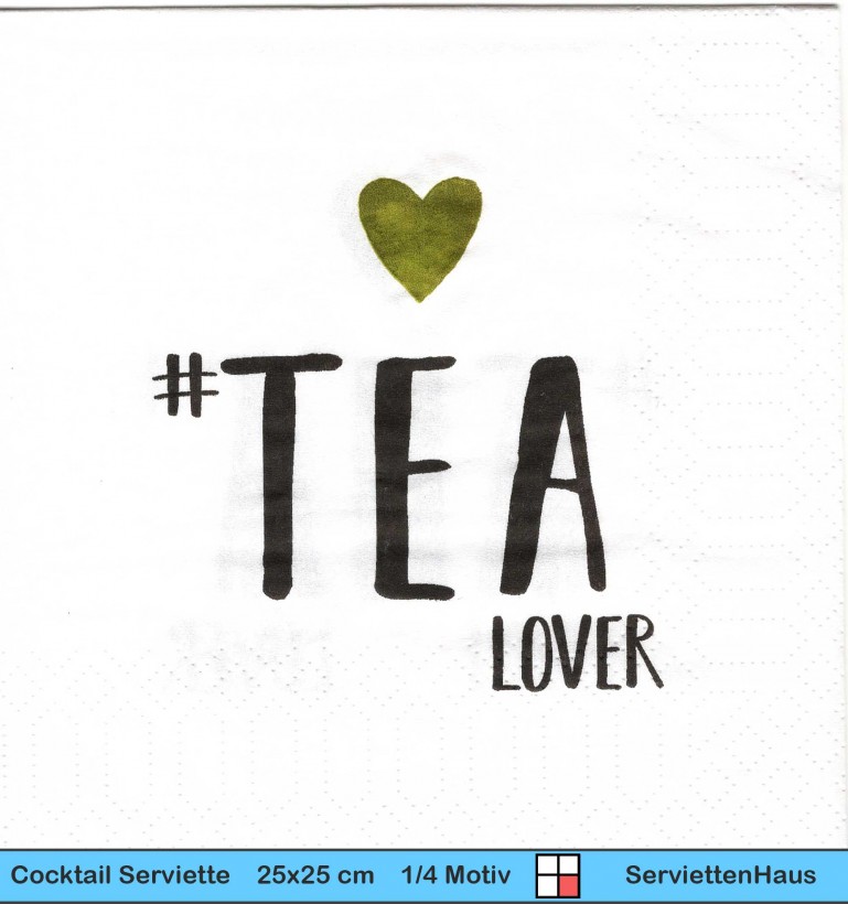Tea Lover mit kleinem Herz - 1 Cocktail Serviette
