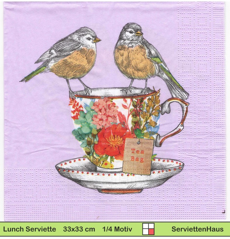 Tee für zwei Vögel - 1 Lunch Serviette