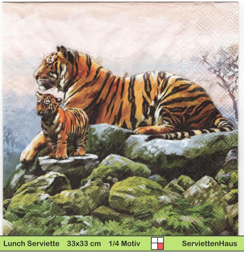 Tiger mit Tigerbaby - 1 Lunch Serviette