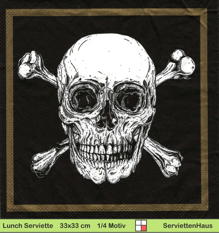 Eingerahmter Totenkopf - 1 Lunch Serviette