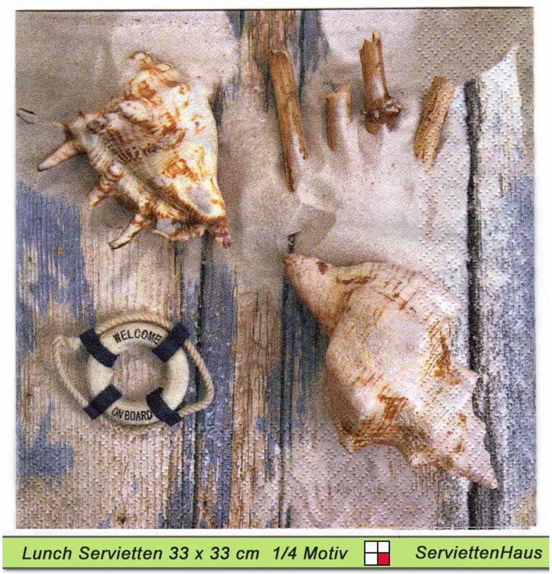 Treibholz mit Muscheln - 1 Lunch Serviette