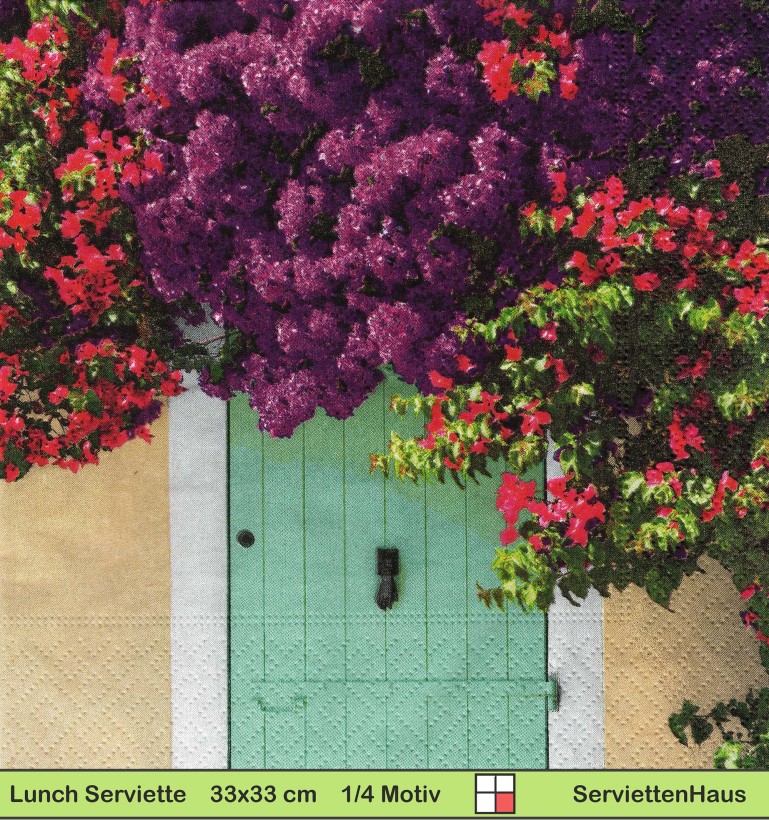 Tür im Garten mit Flieder - 1 Lunch Serviette