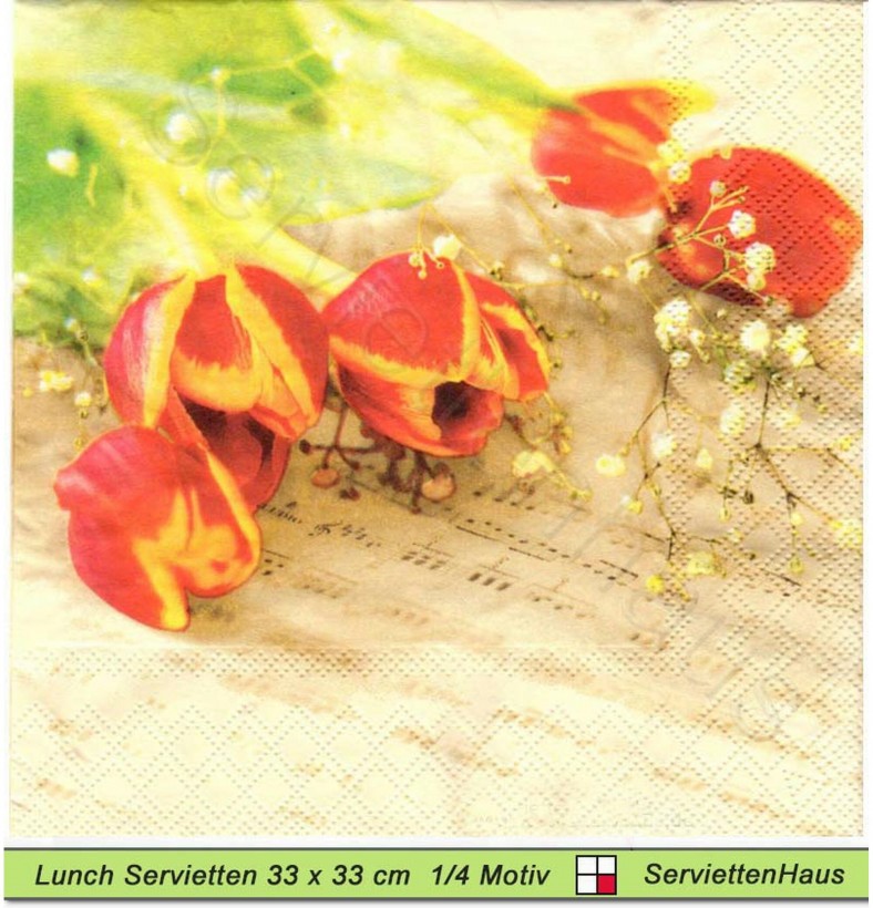 Tulpen auf Noten - 1 Lunch Serviette