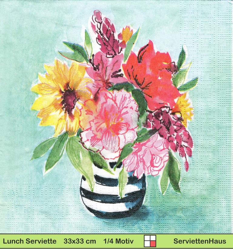 Vase mit Sommerblumen - 1 Lunch Serviette