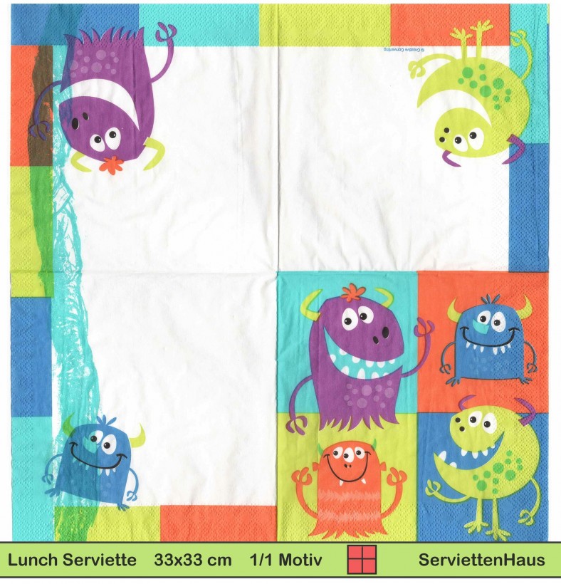 Vier Monster - 1 Lunch Serviette