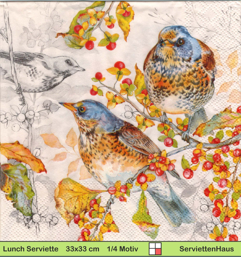 Bunte Vögel im Herbst - 1 Lunch Serviette