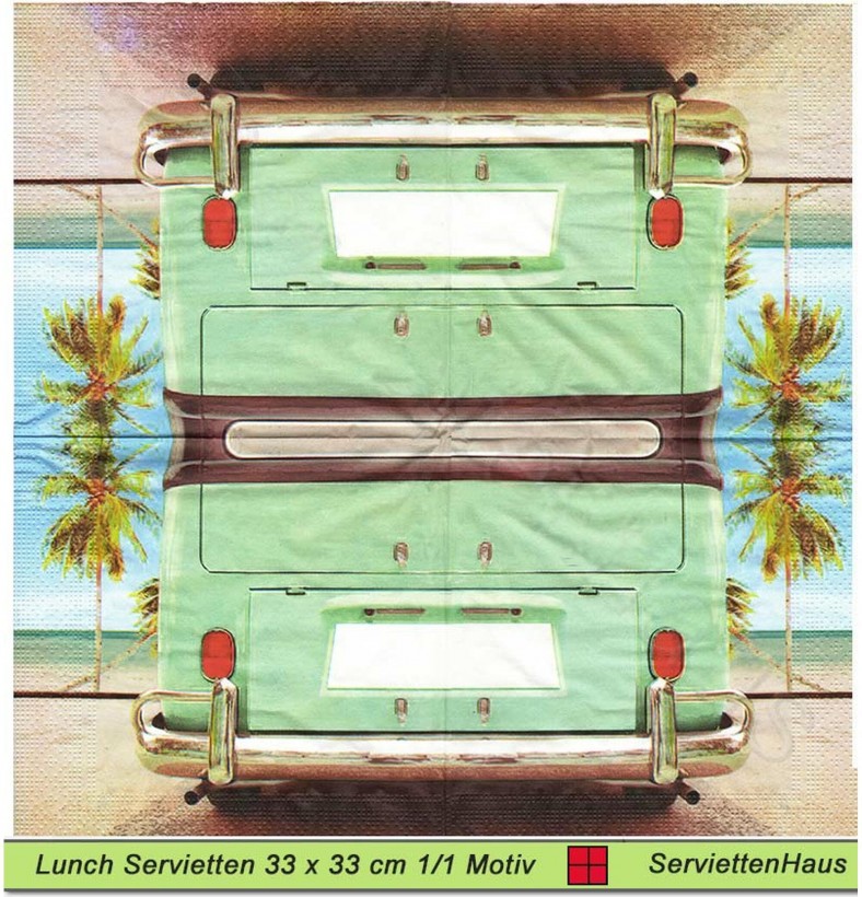 VW Bus am Strand - 1 Lunch Serviette halbes Motiv