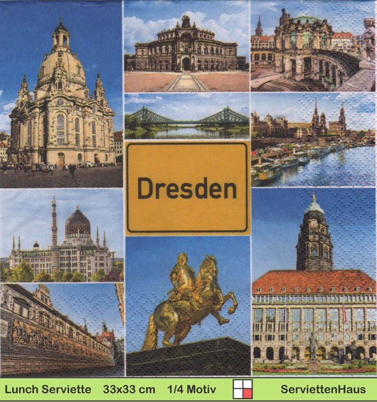 Deutschland - Stadt Dresden - Verschiedene Wahrzeichen - 1 Lunch Serviette