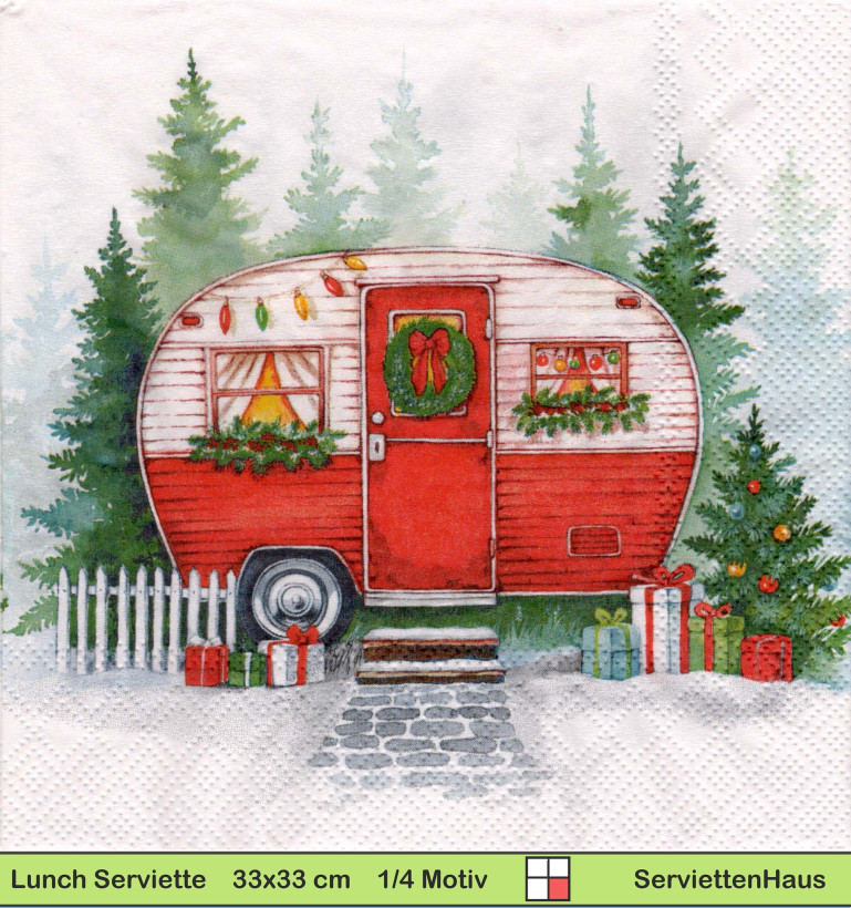 Campingwagen weihnachtlich geschmückt - 1 Lunch Serviette