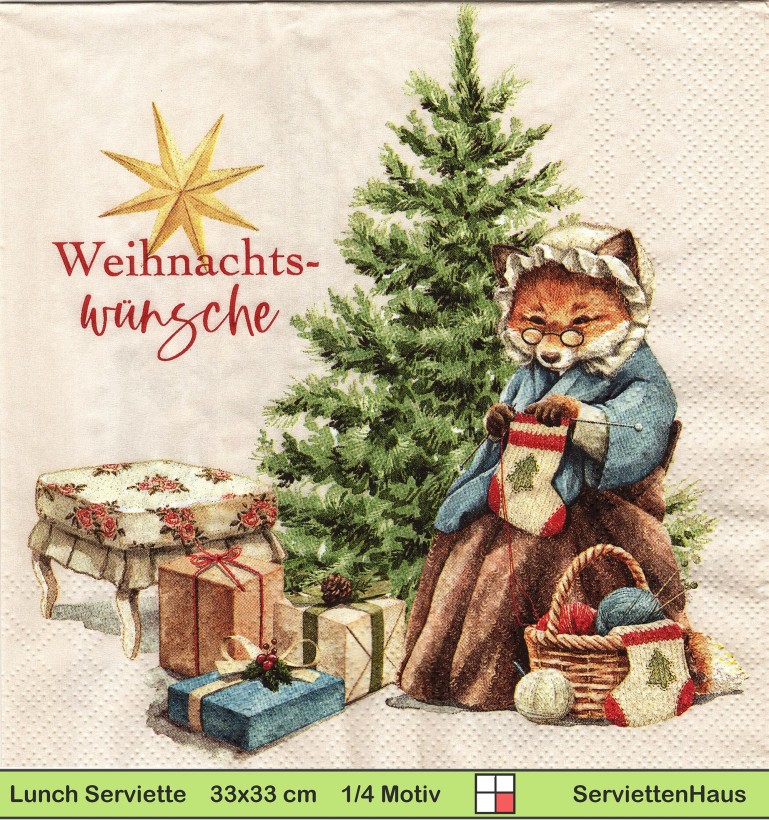 Weihnachtswünsche von der Fuchsdame - 1 Lunch Serviette