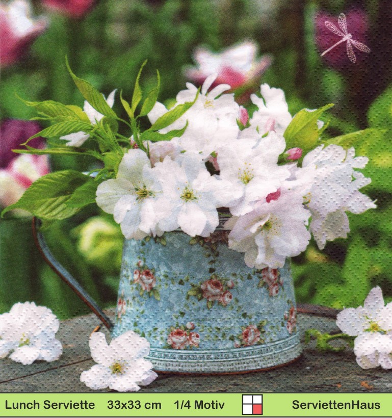 Apfelblüte im Emailletopf - 1 Lunch Serviette