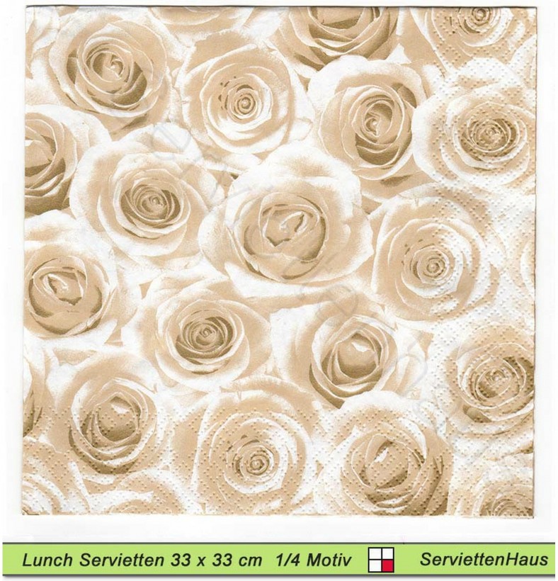 Weiße Rosen eng beiander - 1 Lunch Serviette