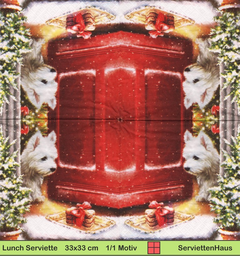 Westie bekommt Kekse geschenkt an der Haustür - 1 Lunch Serviette