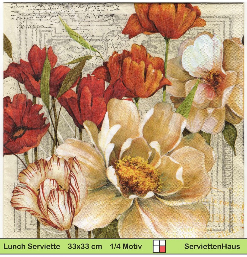 Wilde Rosen und Tulpen - 1 Lunch Serviette