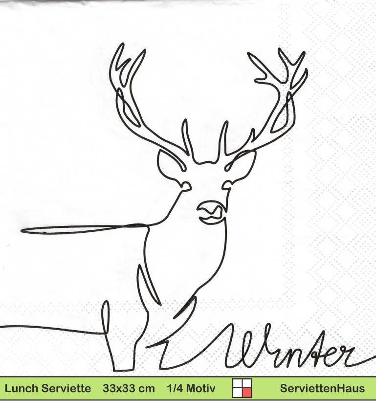 Winterzauber mit Hirsch - 1 Lunch Serviette