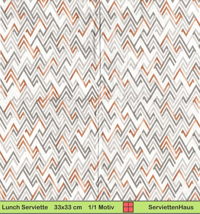 Muster mit Zacken in grau und beige - 1 Lunch Serviette