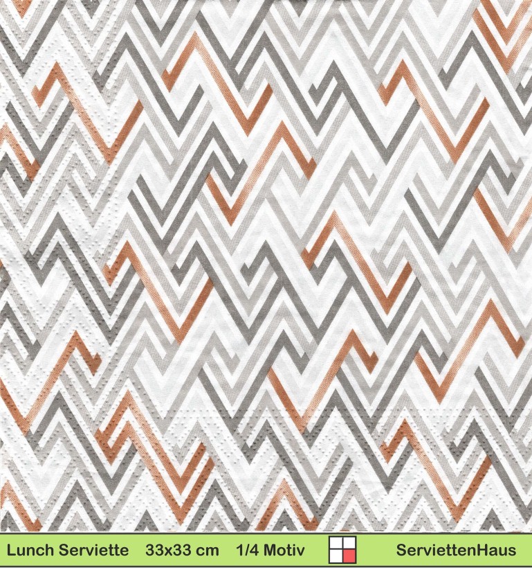Muster mit Zacken in grau und beige - 1 Lunch Serviette