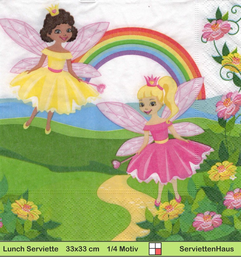 Elfen beim Regenbogen - 1 Lunch Serviette