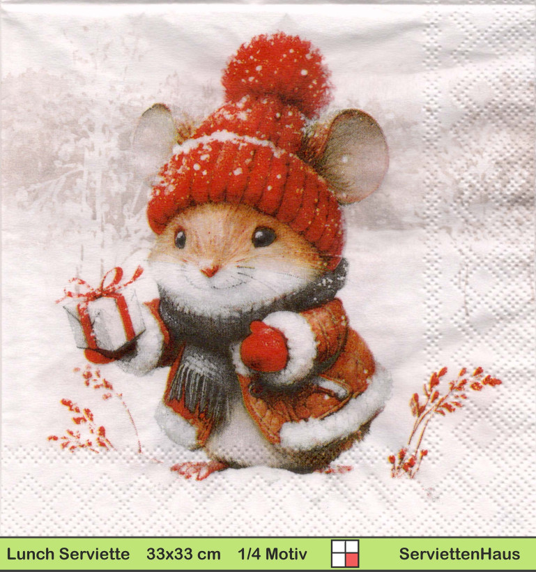 Zwei Hamster im Schnee - 1 Lunch Serviette