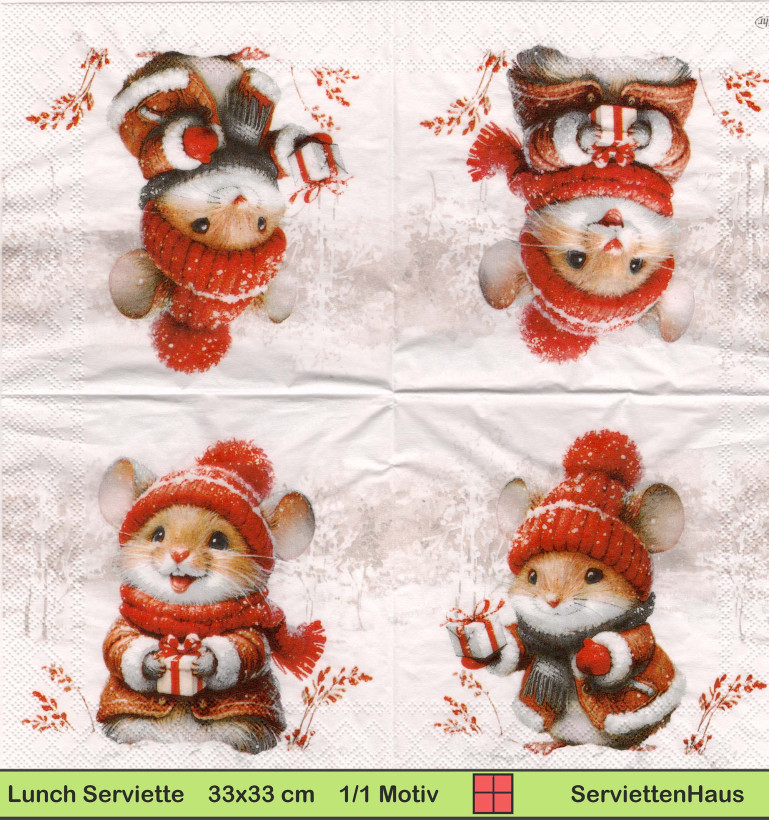 Zwei Hamster im Schnee - 1 Lunch Serviette