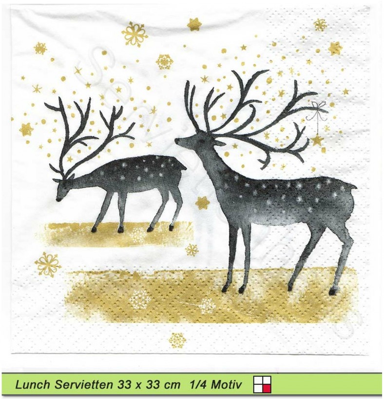 Zwei Hirsche im Schnee - 1 Lunch Serviette