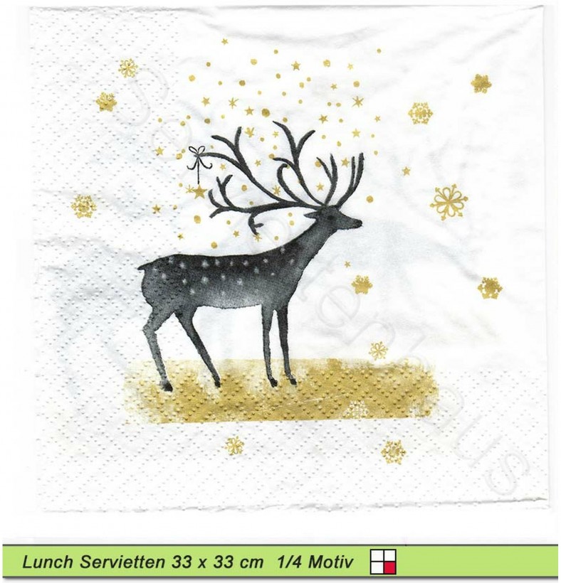 Zwei Hirsche im Schnee - 1 Lunch Serviette