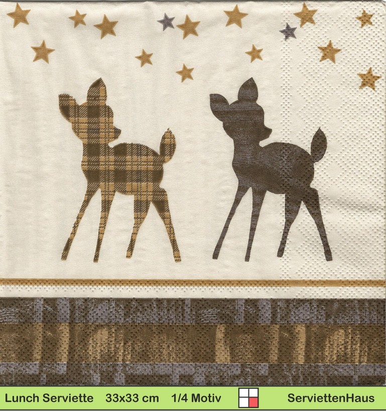 Zwei Rehe mit Sternen - 1 Lunch Serviette
